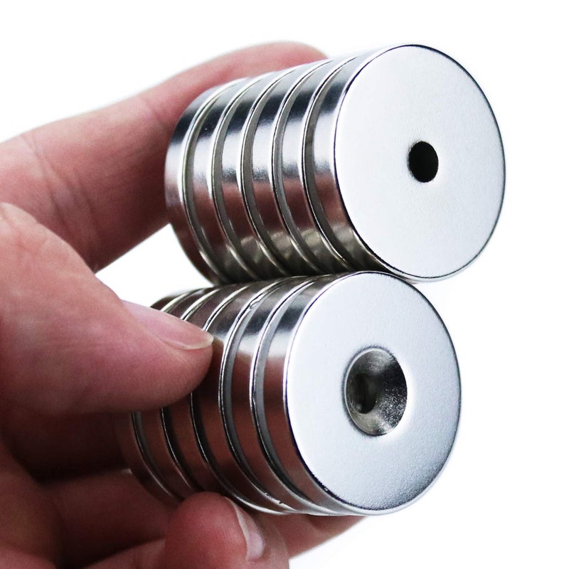 MIKEDE 12 Pack Neodymium Disc Countersunk Hole Magnets, 1.26 inch D x 0.2 inch H Strong Permanent Rare Earth Magnets with 12 Screws, Silvery - Image 5